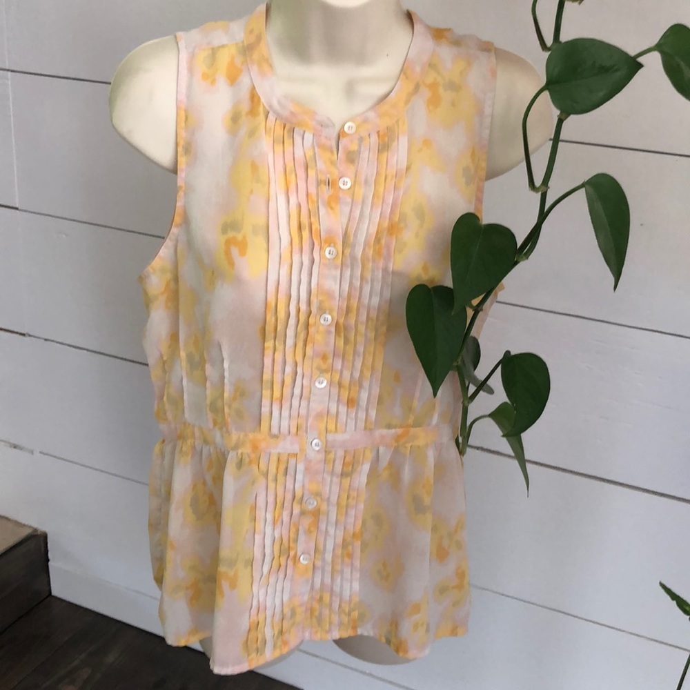 Frenchi Puplum Anthropologie Sheer Top Sz L